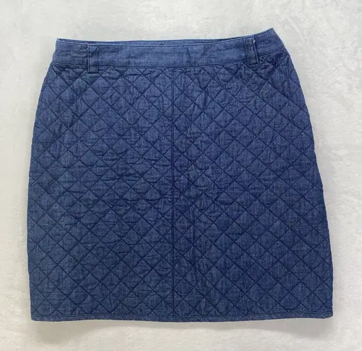 Brooks Brothers Red Fleece skirt Womens 10 Quilted Denim side zip