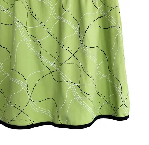 American Vintage Vintage 90s Bright Green Abstract Squiggles Print Spandex Mini Skirt XS