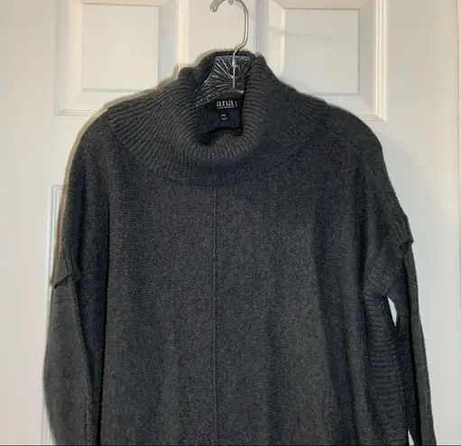 a.n.a  Grey Knit Fold-over Neck Long Sleeve Sweater PM