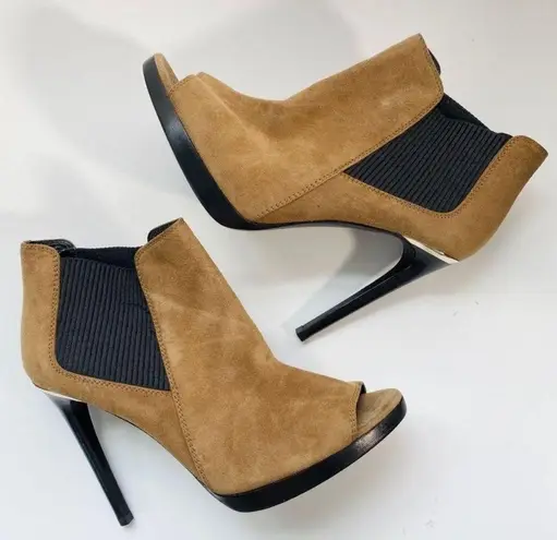 Burberry  brown suede peep toe ankle booties