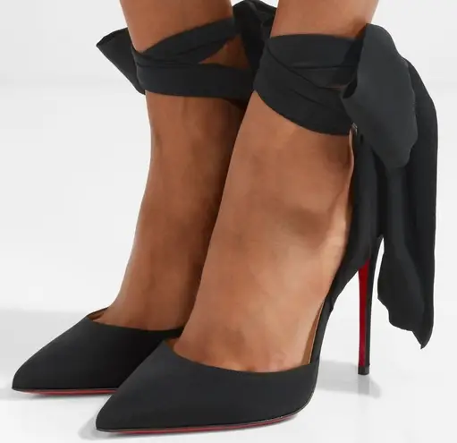 Christian Louboutin Douce du Desert 100 Satin Black Pump 39 Size 9 1400 From Bbluxwins