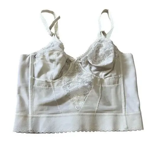 Vintage Carnival White Corset Bustier Bra 38B Longline Lace Detailing Size undefined