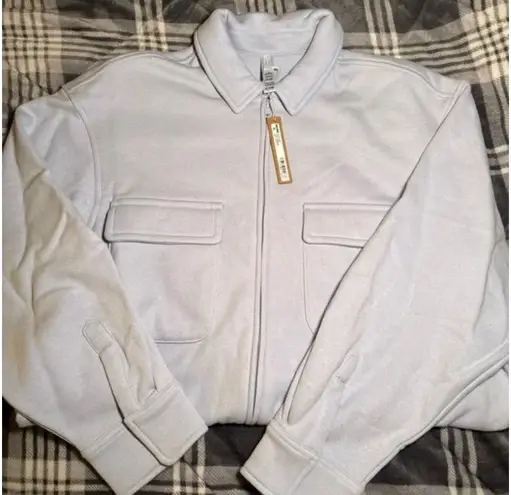 SKIMS Periwinkle Cotton Fleece Zip Up Jacket S