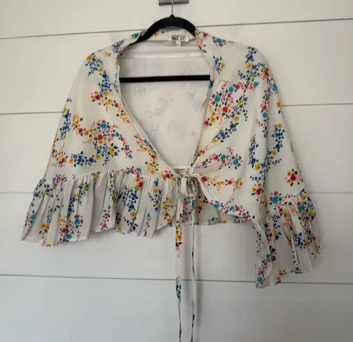 All Things Mochi Women’s Large Floral Ruffle Cape Top