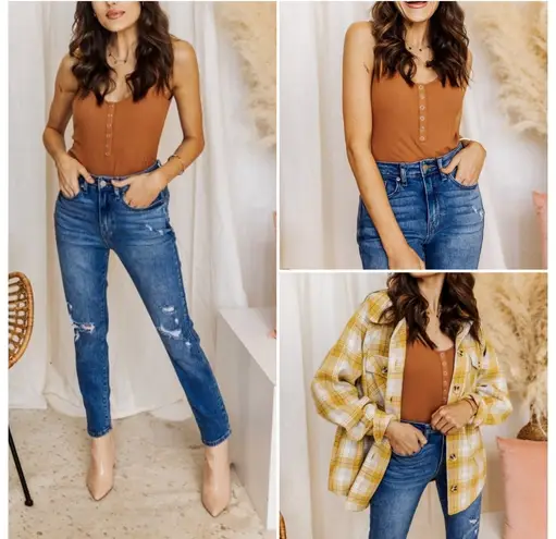 Mittoshop Ribbed Camel Scoop Neck Bodysuit