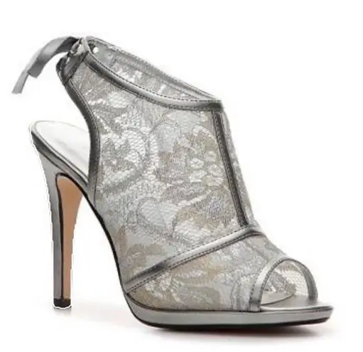 Caparros Silver Leather & Mesh Open Toe Sandal