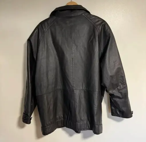 Vintage Venezia Leather Oversized Bomber Jacket Black Size XL - Image 2