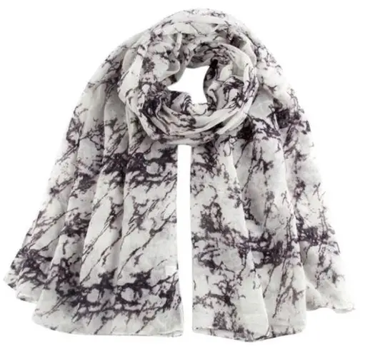 Marble Print Scarf Wrap Scarves New Black White