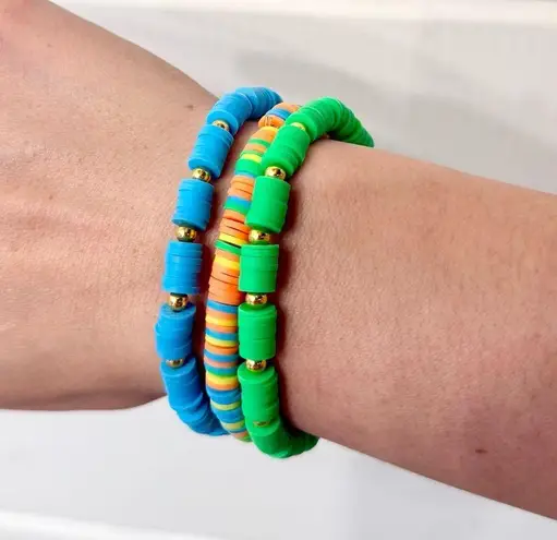 Handmade NEW Clay Bead Heishi Bracelet Stack Preppy
Summer Vacation Aesthetic Boho Chic