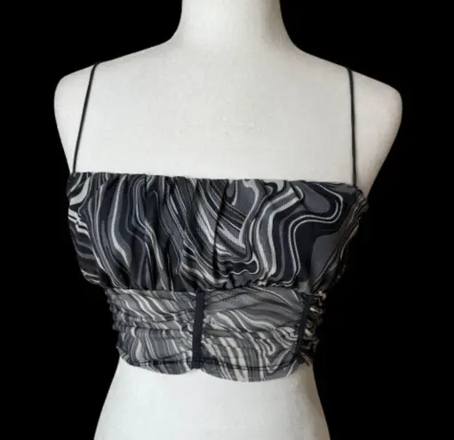 Garage Sheer Crop Top Grey Print Size Small Camisole Tank Top