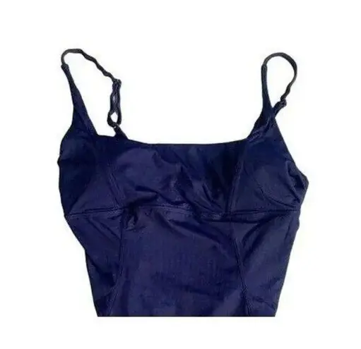 ANDIE NWT Havana Empire Waist One Piece Swimsuit Removable Cups L Navy Blue