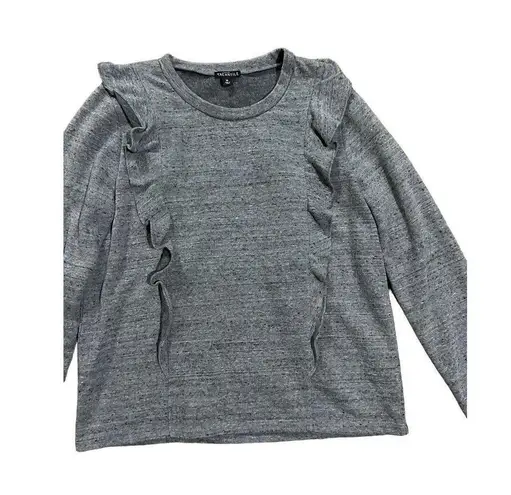 J. Crew Mercantile ruffled sweatshirt pullover grey speckled sz medium Gray