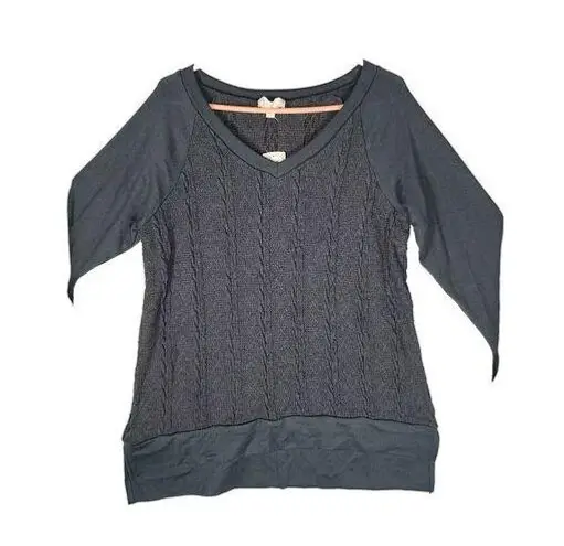 Suzanne Betro Weekend Pullover Sweater Black Grey Long Sleeve Size L Brand New