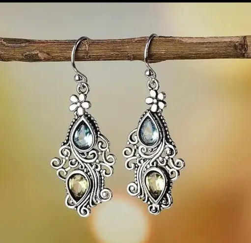 Bohemian Teardrop Crystal Earrings
