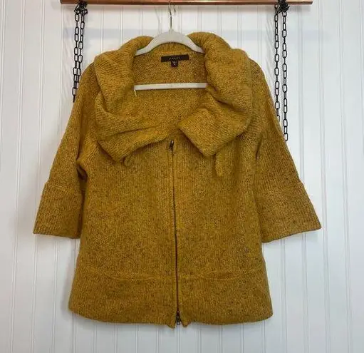 Fever Women’s Mustard Collared Full Zip Cardigan Sweater Size XL Yellow