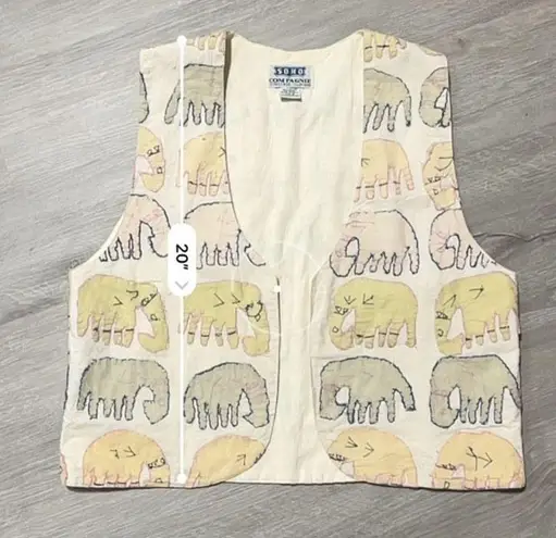 Vintage Embroidered Elephant Vest Medium