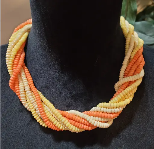 Women's Multicolor Beaded Twisted Necklace With Barrel Lock Elegant Jewelry