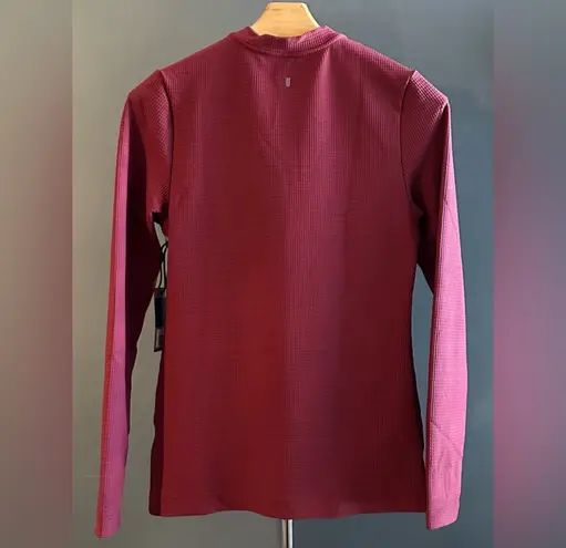 Nobull NWT V-Neck Long Sleeve Waffle Women's Sweatshirt - XS - Wine (Red)