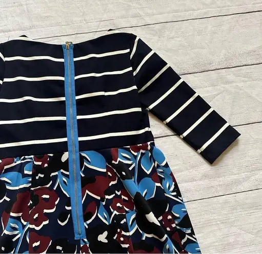 A pea in the pod Taylor step stripe floral burgundy blue size small dress