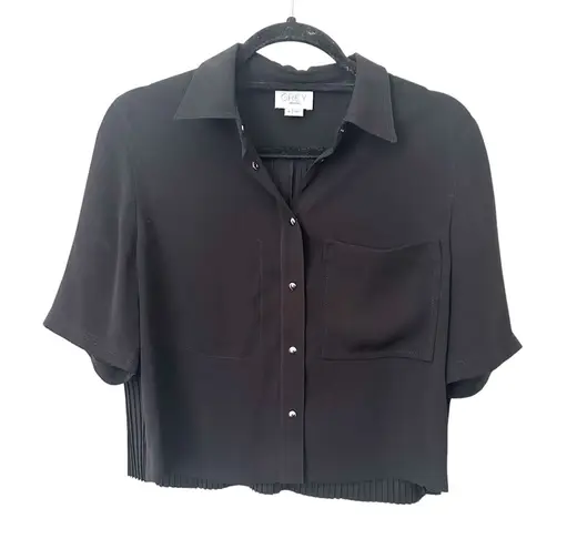 Jason Wu GREY Pleated Cropped Button Down Black NWOT Sz 4