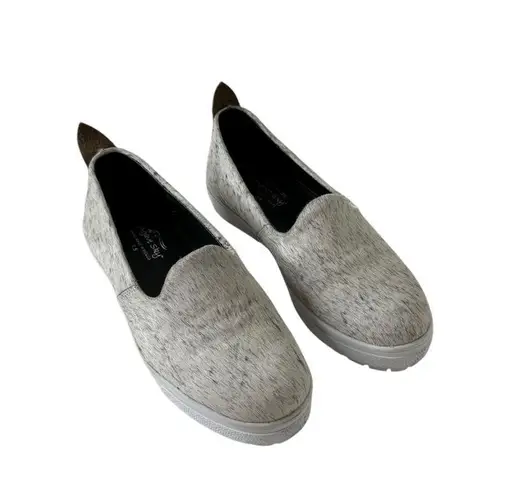Agave Sky Cowhide Tennis Shoes in Salt and Pepper 7.5 Black
