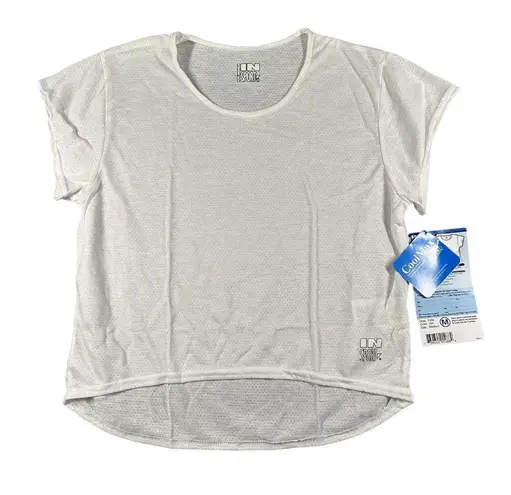 InSport Cooler Top Shirt Womens Medium White CoolMax Mesh Crop Cap Sleeve USA