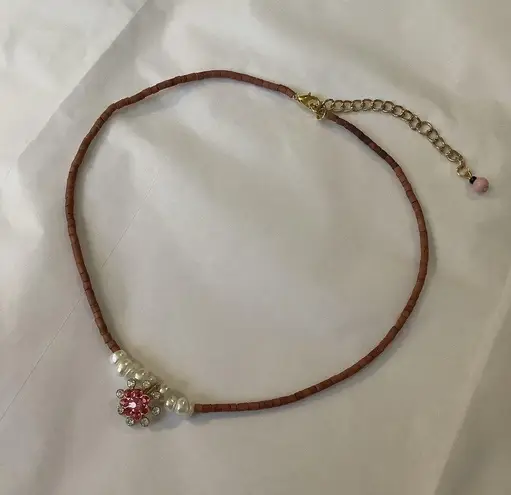 Pink sparkle flower necklace set