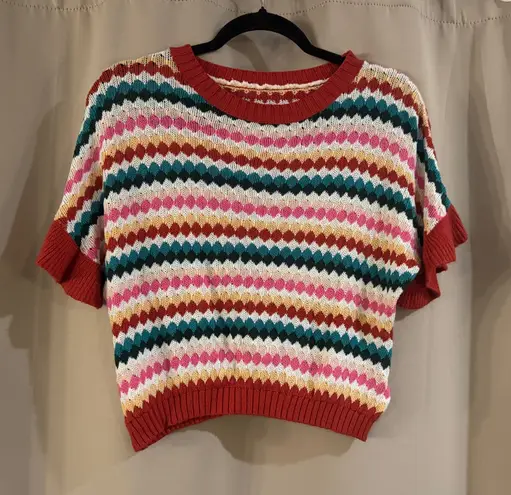 Source Unknown Colorful Striped Women's Knitted Crop Top