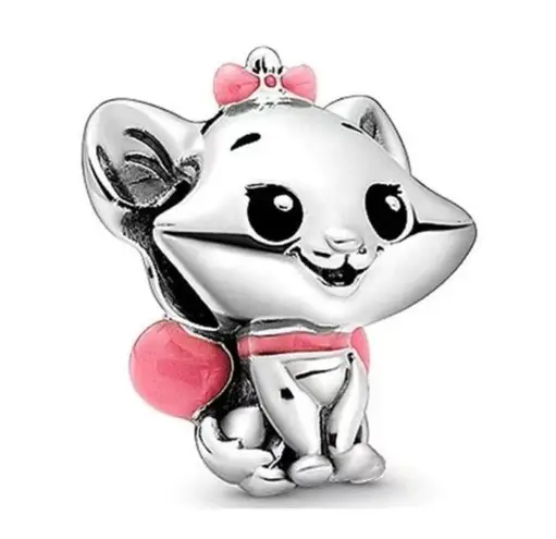 Disney  Marie Sterling Silver Charm Black & Pink