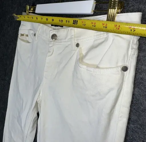 Just Cavalli  White Jeans with Gold Embroidered Back Pockets - Women's Size 31