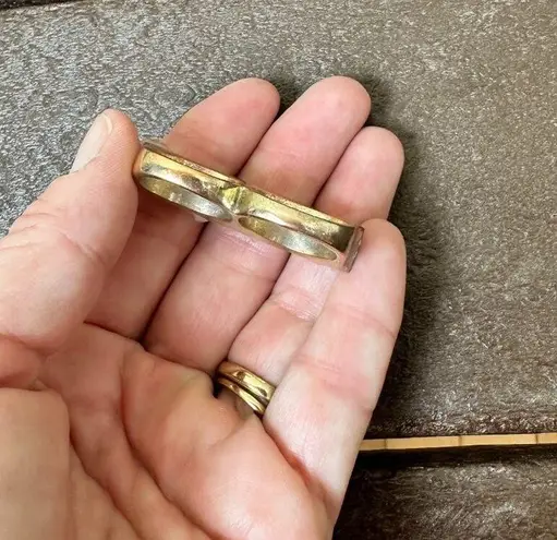 Vintage Chunky Gold Tone Pink Quartz Two Finger Ring size 8 & size 9