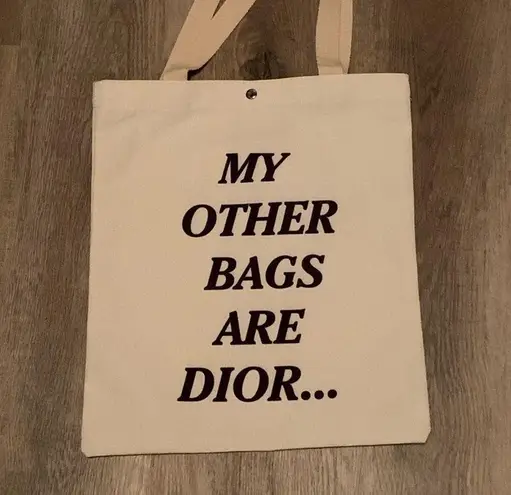 New Canvas Bag “My other bags are Dior” Everyday use/ Office/ work bag/ Travel Black