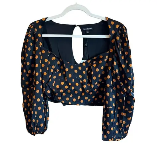 For Love & Lemons Lark Blouse NWT Black/Brown Polka Dot Size L MSRP $128 Black Size L