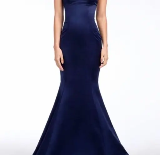 Hayley Paige Occasions Navy Blue Satin Dress