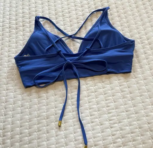 Helen Jon Blue Strappy Back Lined Bikini Top Sz M Medium