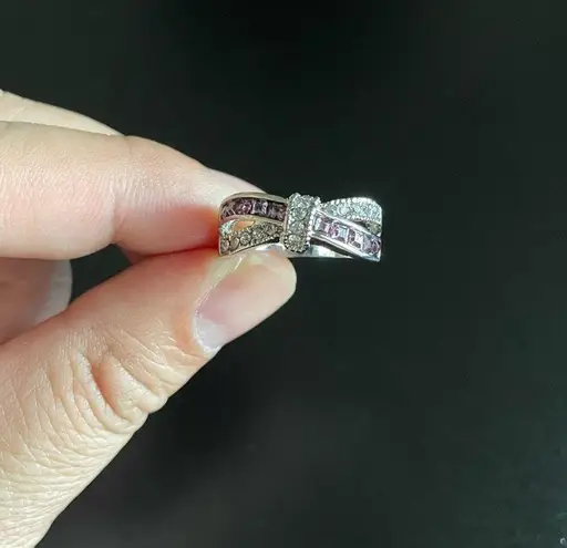 Amethyst Purple Criss Cross Women Ring