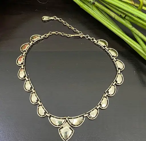 Vintage CORO Signed Light Gold Scalloped Choker Necklace