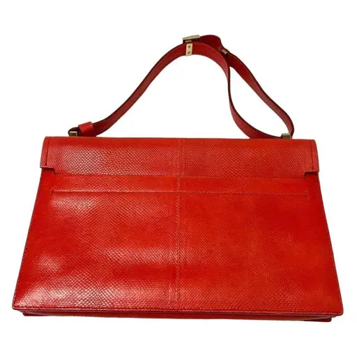 Lanvin Snakeskin Partition Shoulder Bag in Red