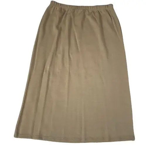 Nina Leonard  Skirt Large Light Brown Tan Midi Acrylic Pull On Waist Band