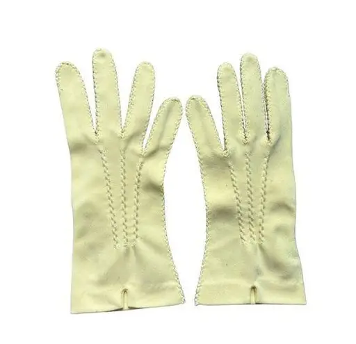 Vintage Size 7 Yellow Stretch Nylon Formal Gloves Hansen Seams Womens