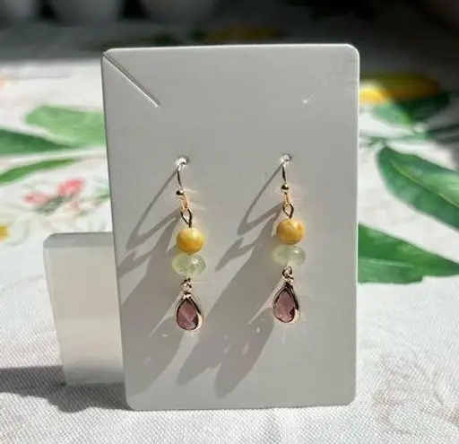 Ruby Earrings, Honey Amber Yellow Jade, Jade Earrings, Boho, Colorful, Casual Red