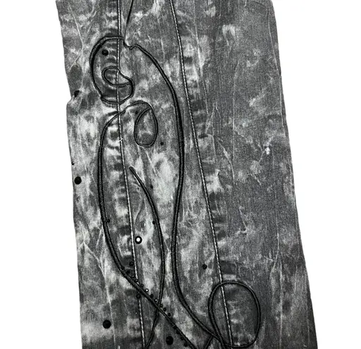 Soft Surroundings Y2K hip hugging acid wash floral embroidered rhinestone stretch skinny jeans 28