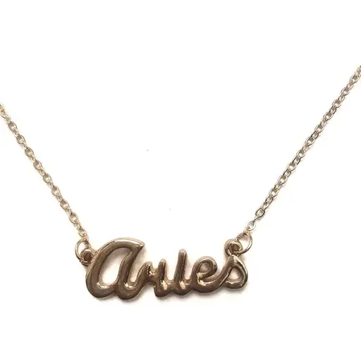Aries Horoscope Letter Pendant Necklace Gold