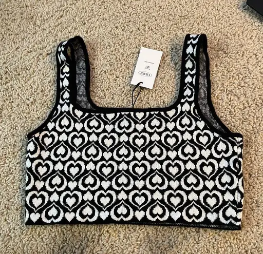 Cider Black and white heart patterned crop sleeveless top never worn