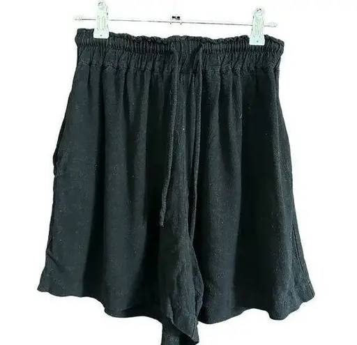 THE LULLABY CLUB | Breezy Textured Cotton Pull On Shorts | Small / Medium Black