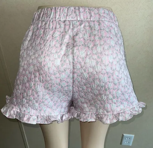 Amable by Mable Pink and Silver Floral Top and Shorts Set