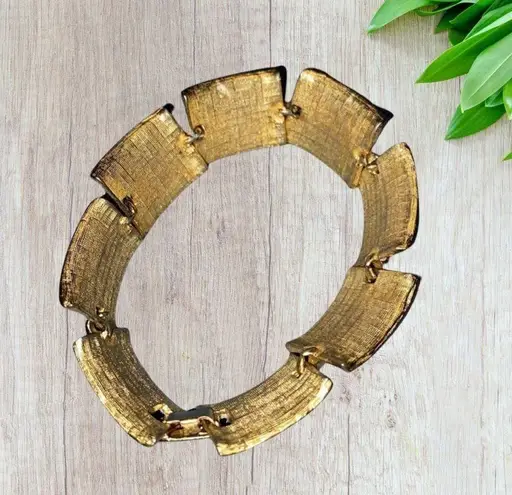 Gold Plated Flat Rectangular Link Bracelet Gold