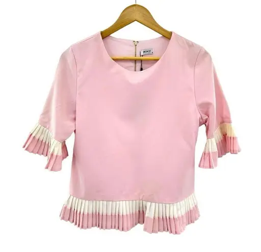 WHY DRESS Pink With Size Medium Accordion Pleated Back Zip Girly Feminine