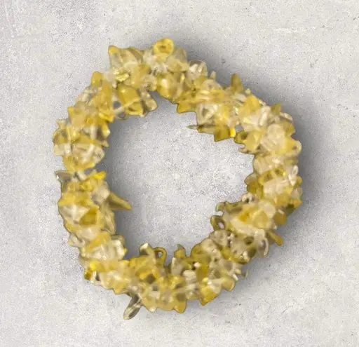 Natural Citrine Nuggets Gemstone Interwoven Double Strand Elastic Bracelet OSFM Yellow