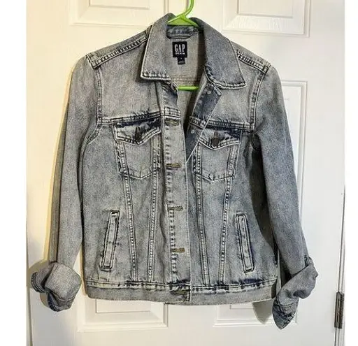 Gap Denim Jacket Women's Medium Blue Button Up Long Sleeve Stretch Casual Retro